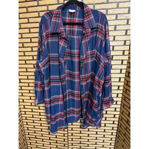 LuLaRoe Navy Plaid Button Down Shirt Size 3X